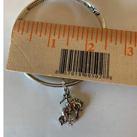 Rodeo bucking bronco bracelet bangle charm silver tone NEW - Picture 4 of 10